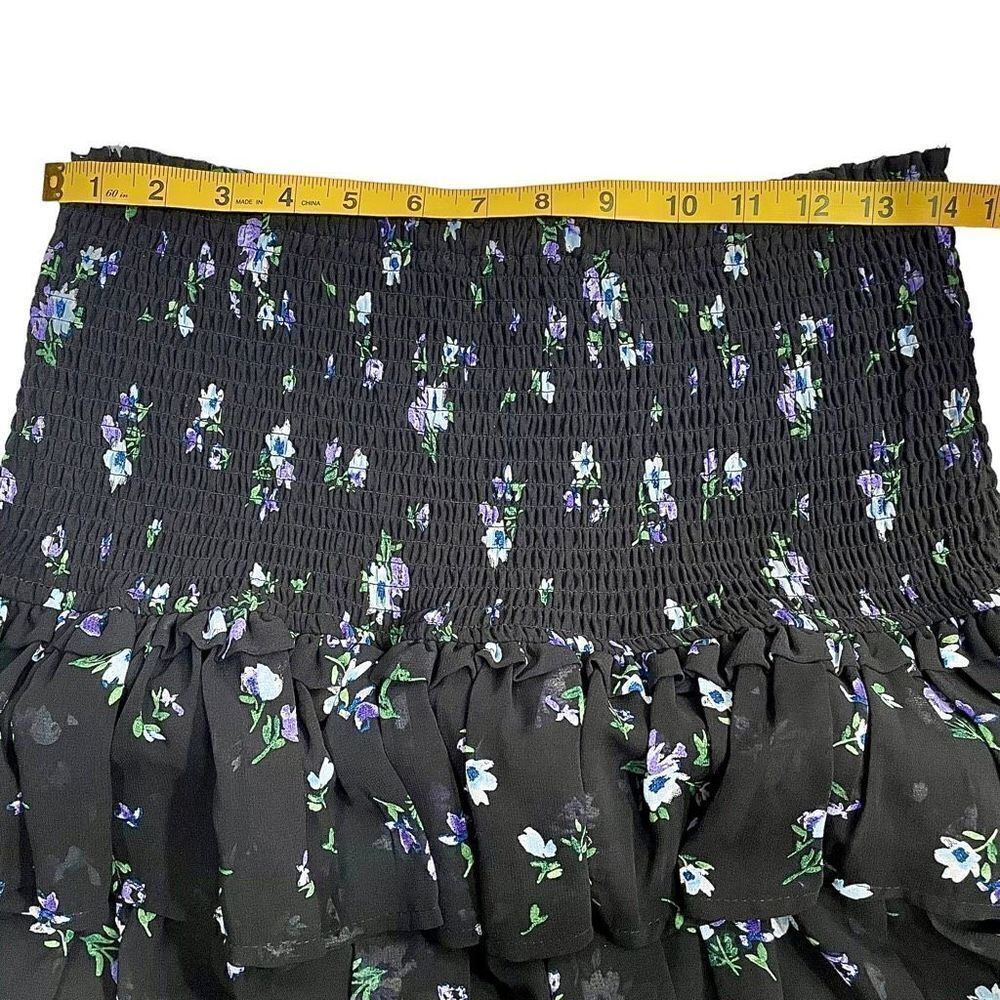 WAYF Black Floral Ruffled Mini Skirt Women's Medium - Picture 3 of 6